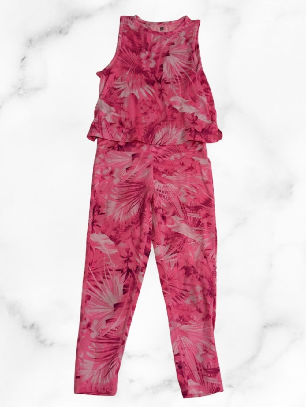 Girls Ideology Pink Palm Tree Leaves Tank Top with Matching Leggings